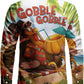 JOGAL A559 men's Christmas Thanksgiving Print Long-Sleeve Button-Down Shirt in Rust Red, back view