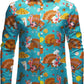 JOGAL A559 men's Christmas Thanksgiving Print Long-Sleeve Button-Down Shirt in Sky Blue, front view