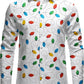 JOGAL A559 men's Christmas Thanksgiving Print Long-Sleeve Button-Down Shirt in White, front view