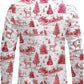 JOGAL A559 men's Christmas Thanksgiving Print Long-Sleeve Button-Down Shirt in White Red, back view