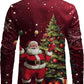JOGAL A559 men's Christmas Thanksgiving Print Long-Sleeve Button-Down Shirt in Winered, back view