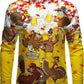 JOGAL A559 men's Christmas Thanksgiving Print Long-Sleeve Button-Down Shirt in Yellow, front view