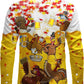 JOGAL A559 men's Christmas Thanksgiving Print Long-Sleeve Button-Down Shirt in Yellow, back view