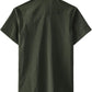 JOGAL Men's Short-Sleeve Work Shirt with Flap Pockets - Army Green - back