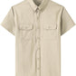 JOGAL Men's Short-Sleeve Work Shirt with Flap Pockets - Beige - front