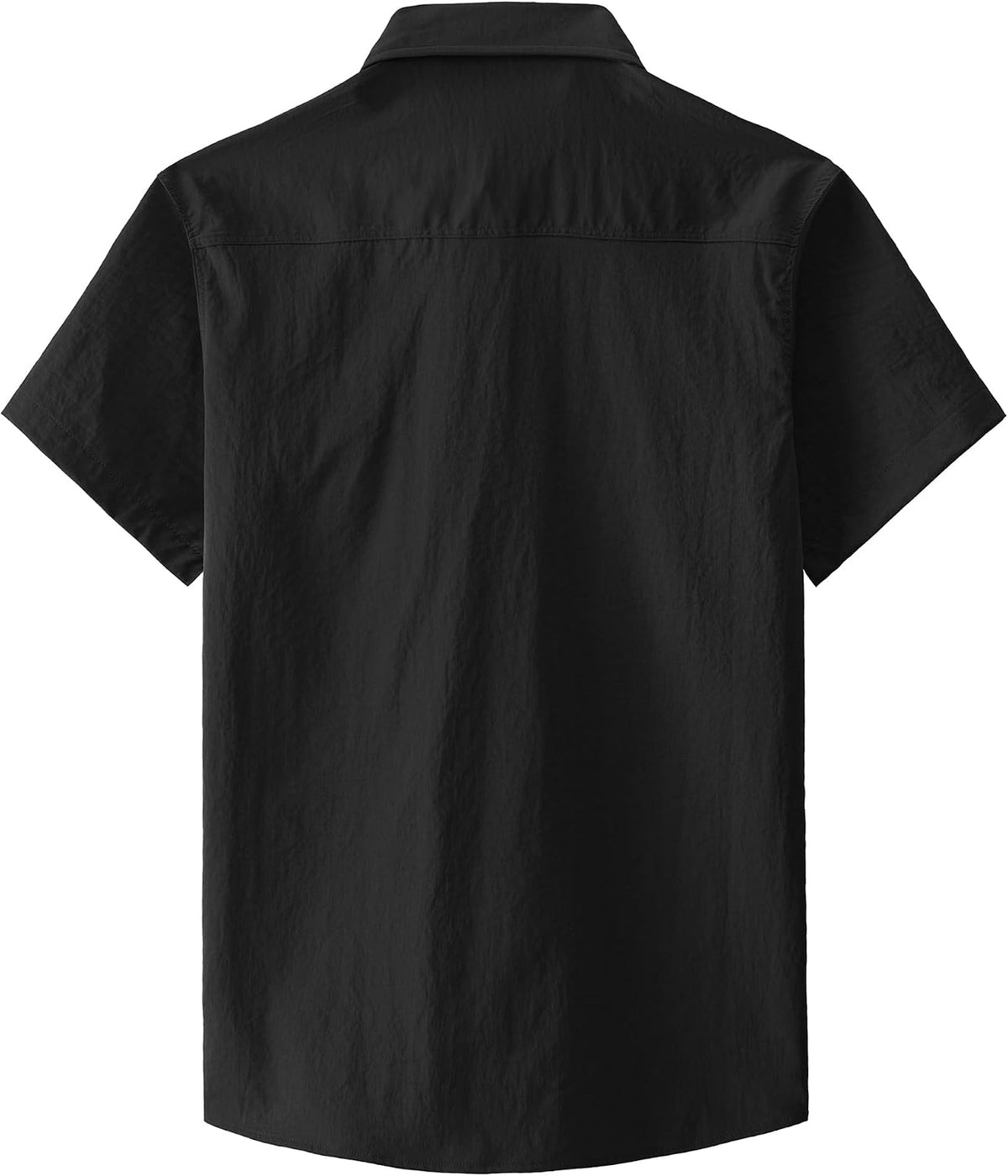 JOGAL Men's Short-Sleeve Work Shirt with Flap Pockets - Black - back