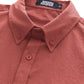 JOGAL Men's Short-Sleeve Work Shirt with Flap Pockets - Brick Red - detail collar placket