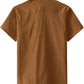 JOGAL Men's Short-Sleeve Work Shirt with Flap Pockets - Brown - back