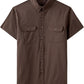 JOGAL Men's Short-Sleeve Work Shirt with Flap Pockets - Coffee - front