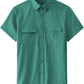 JOGAL Men's Short-Sleeve Work Shirt with Flap Pockets - Deep Green - front