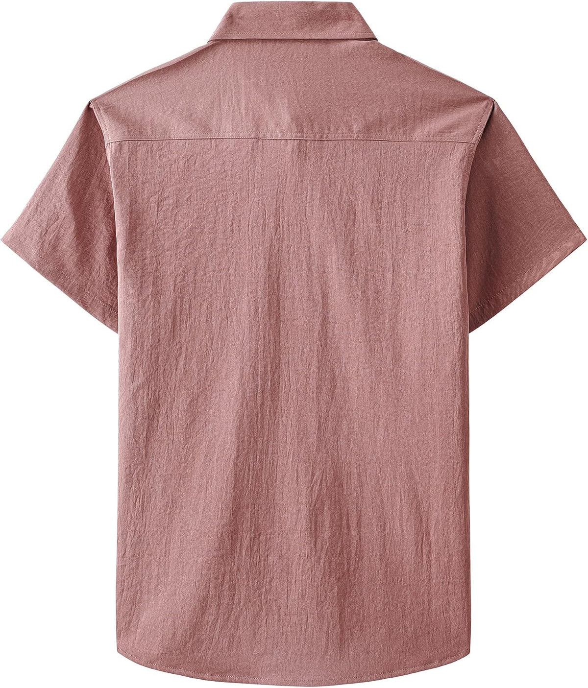 JOGAL Men's Short-Sleeve Work Shirt with Flap Pockets - Dusty Pink - back