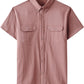 JOGAL Men's Short-Sleeve Work Shirt with Flap Pockets - Dusty Pink - front