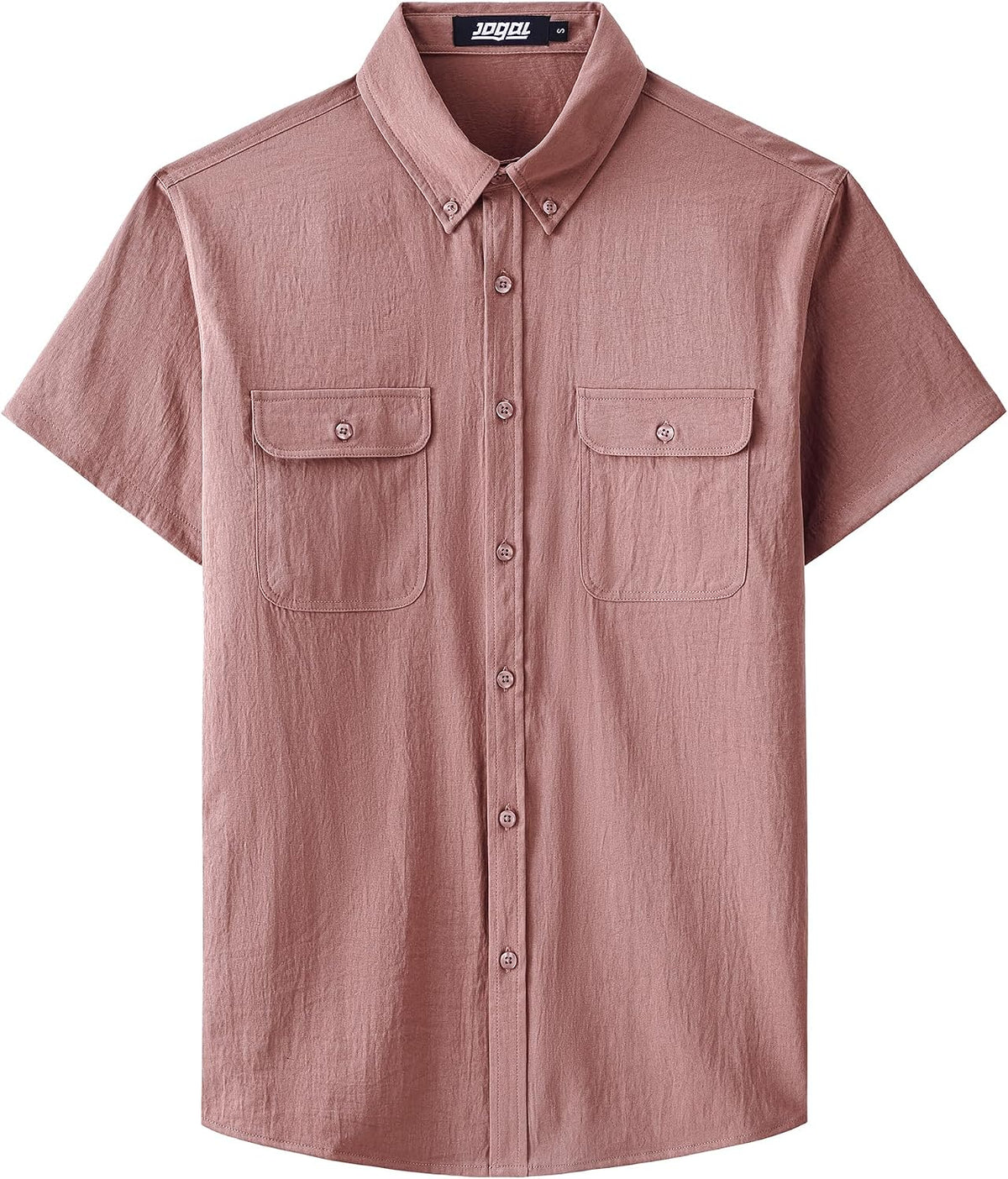 JOGAL Men's Short-Sleeve Work Shirt with Flap Pockets - Dusty Pink - front