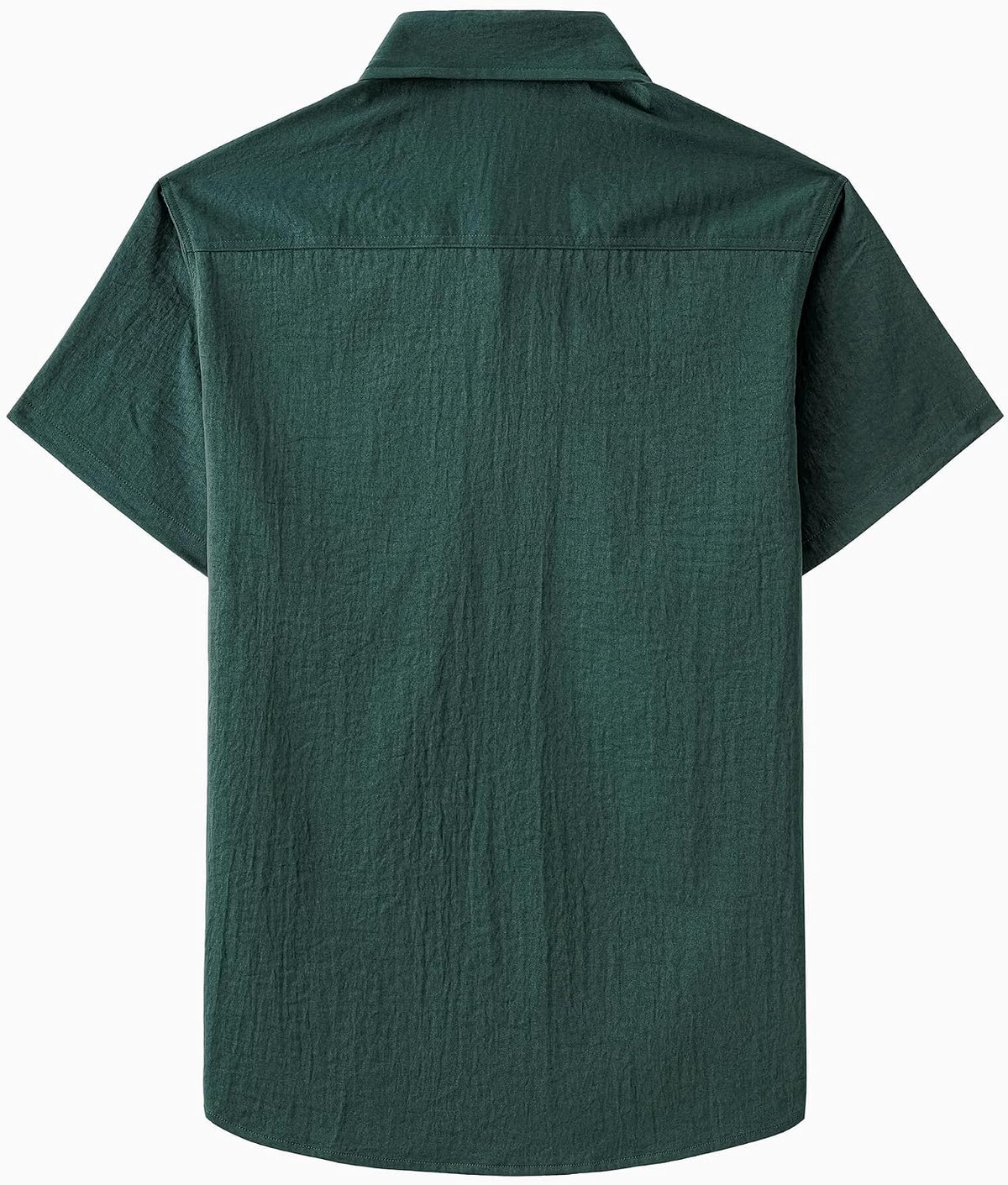 JOGAL Men's Short-Sleeve Work Shirt with Flap Pockets - Forest Green - back