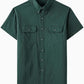 JOGAL Men's Short-Sleeve Work Shirt with Flap Pockets - Forest Green - front