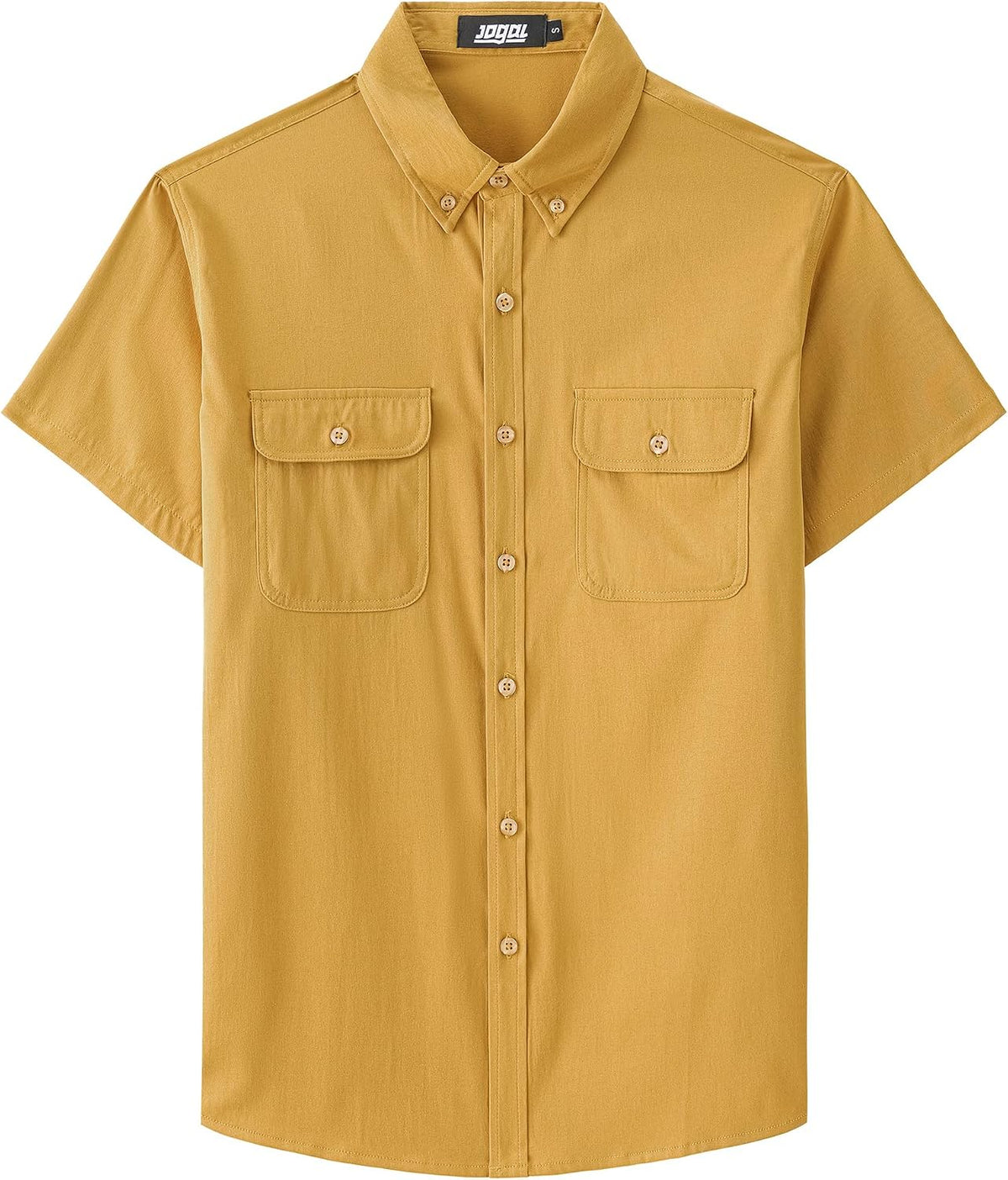 JOGAL Men's Short-Sleeve Work Shirt with Flap Pockets - Ginger - front