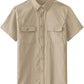 JOGAL Men's Short-Sleeve Work Shirt with Flap Pockets - Light Khaki - front