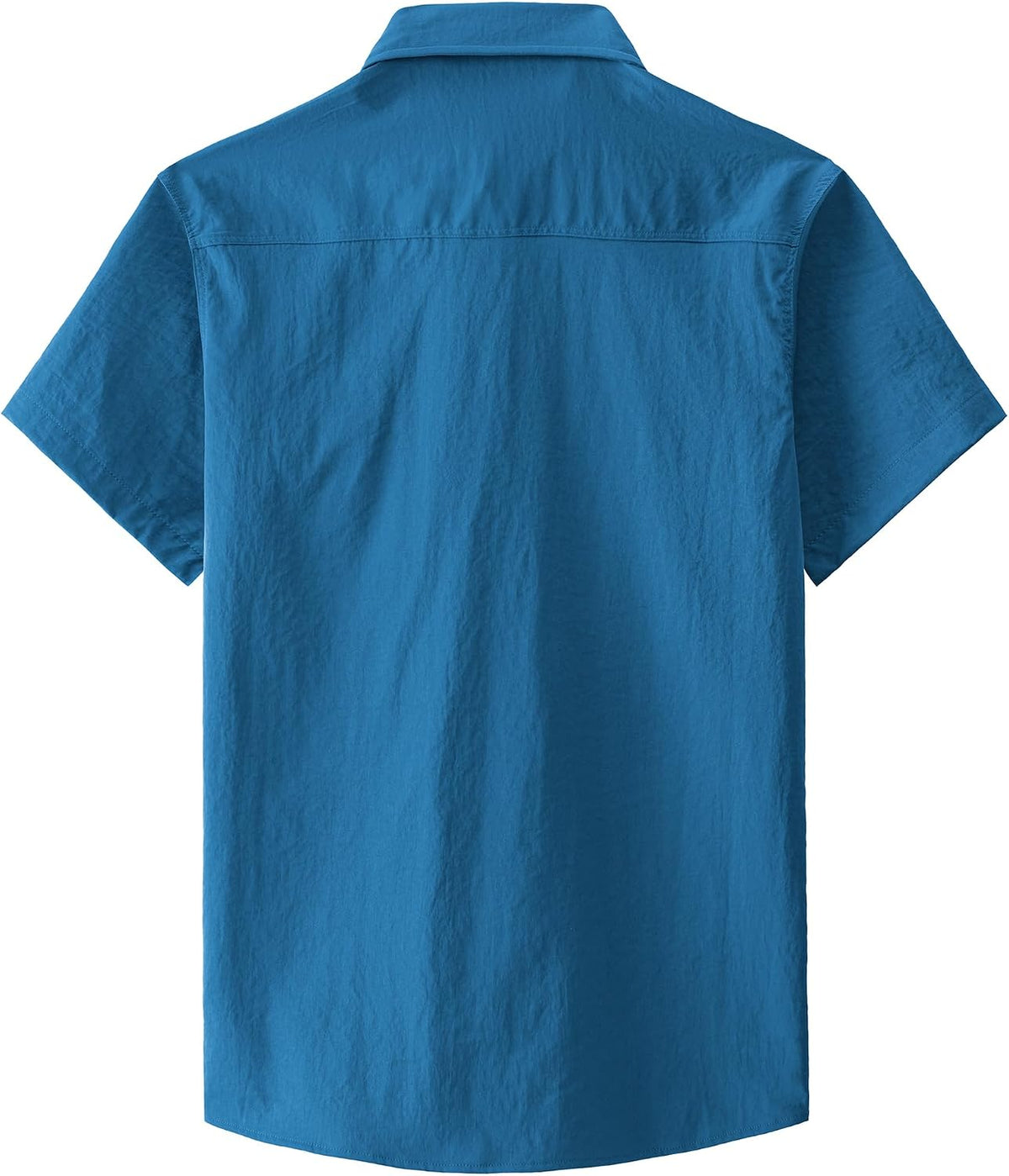 JOGAL Men's Short-Sleeve Work Shirt with Flap Pockets - Navy - back