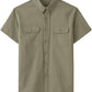 JOGAL Men's Short-Sleeve Work Shirt with Flap Pockets - Olive Green - front