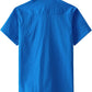 JOGAL Men's Short-Sleeve Work Shirt with Flap Pockets - Royal Blue - back