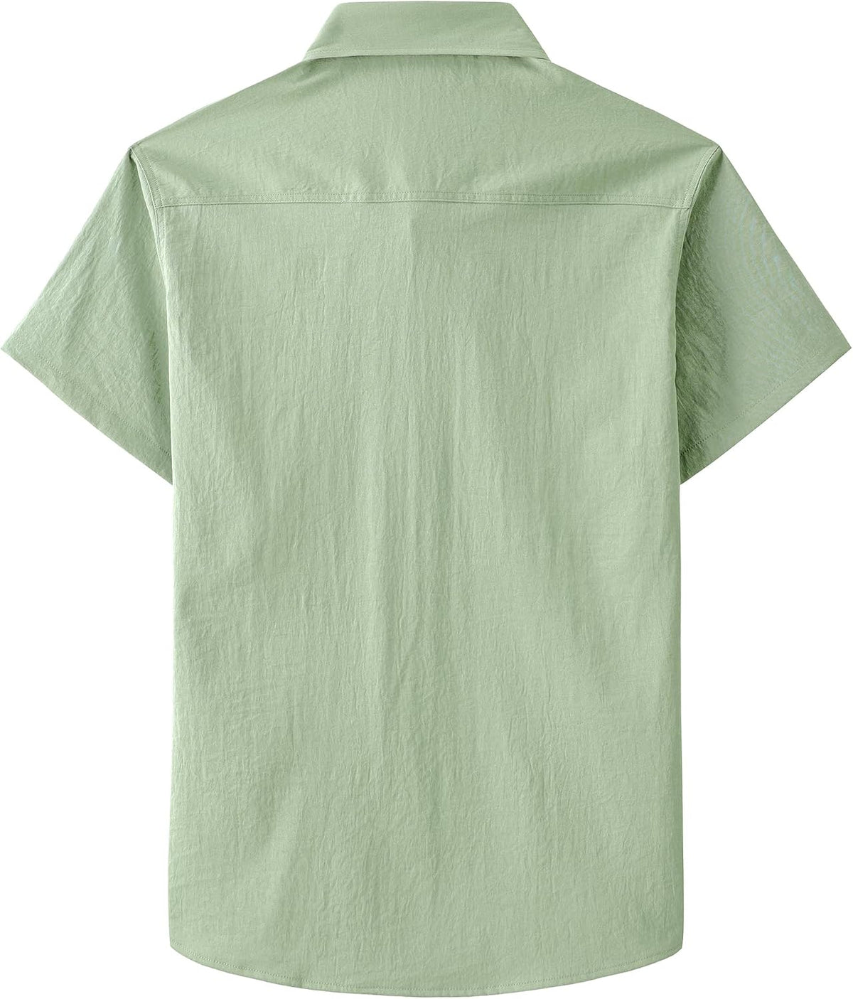 JOGAL Men's Short-Sleeve Work Shirt with Flap Pockets - Sage Green - back