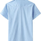 JOGAL Men's Short-Sleeve Work Shirt with Flap Pockets - Sky Blue - back