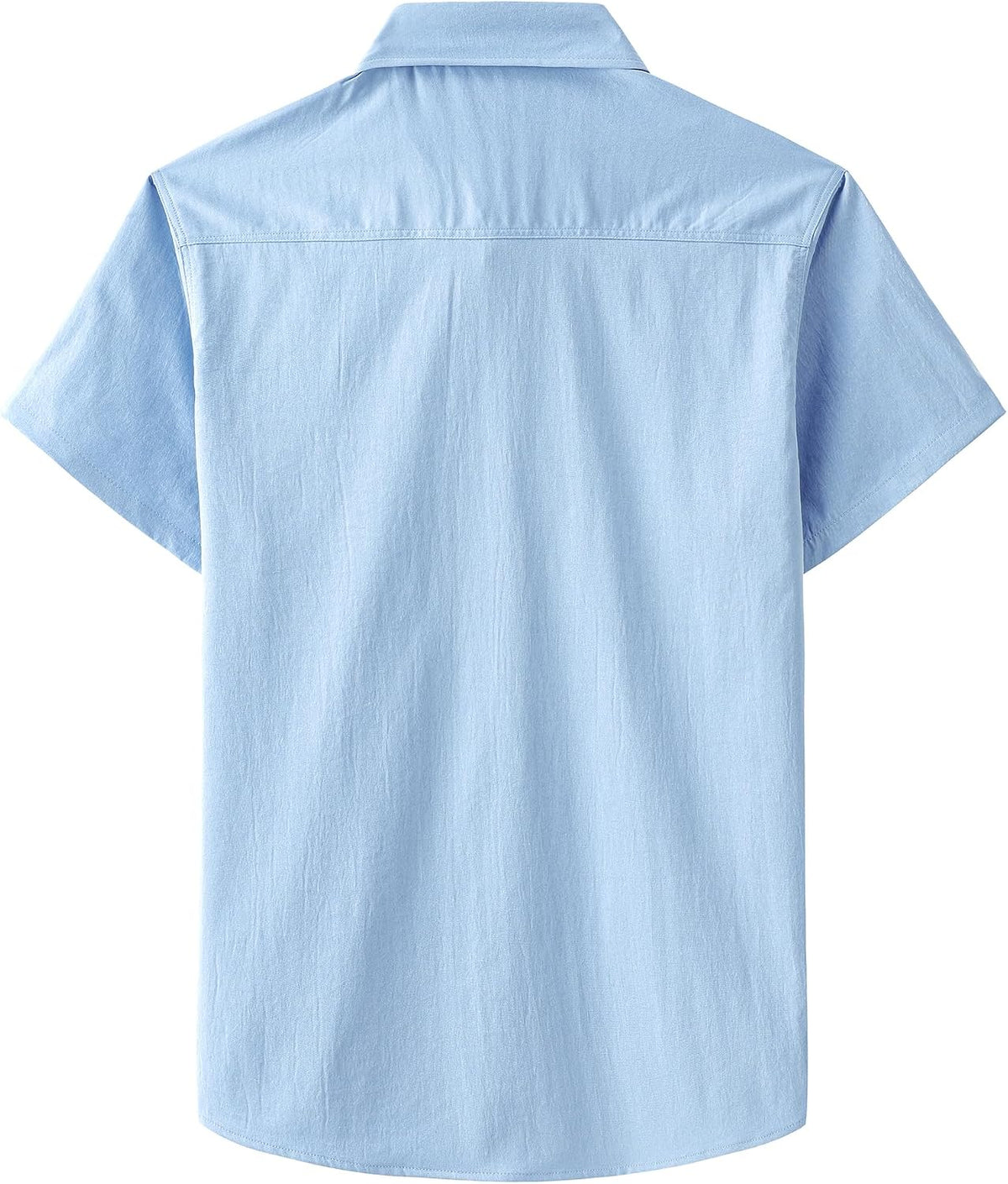 JOGAL Men's Short-Sleeve Work Shirt with Flap Pockets - Sky Blue - back