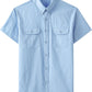 JOGAL Men's Short-Sleeve Work Shirt with Flap Pockets - Sky Blue - front