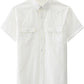JOGAL Men's Short-Sleeve Work Shirt with Flap Pockets - White - front