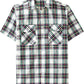 JOGAL A567 Men's Western Plaid Short-Sleeve Shirt - Beige Blue - front