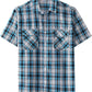 JOGAL A567 Men's Western Plaid Short-Sleeve Shirt - Blue Black - front