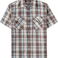 JOGAL A567 Men's Western Plaid Short-Sleeve Shirt - Brown - front