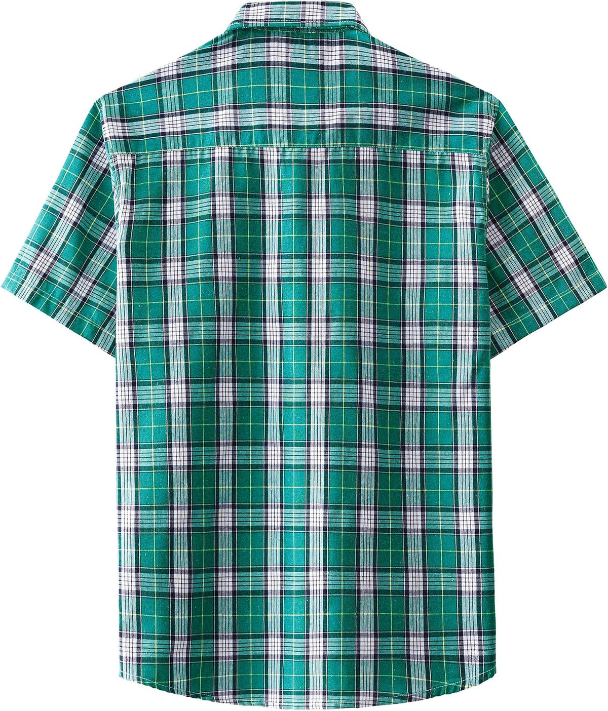 JOGAL A567 Men's Western Plaid Short-Sleeve Shirt - Cyan - back