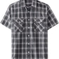 JOGAL A567 Men's Western Plaid Short-Sleeve Shirt - Dark Grey - front