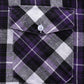 JOGAL A567 Men's Western Plaid Short-Sleeve Shirt - Dark Purple - buttoned chest pocket detail