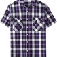 JOGAL A567 Men's Western Plaid Short-Sleeve Shirt - Dark Purple - front