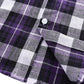 JOGAL A567 Men's Western Plaid Short-Sleeve Shirt - Dark Purple - placket and hem detail