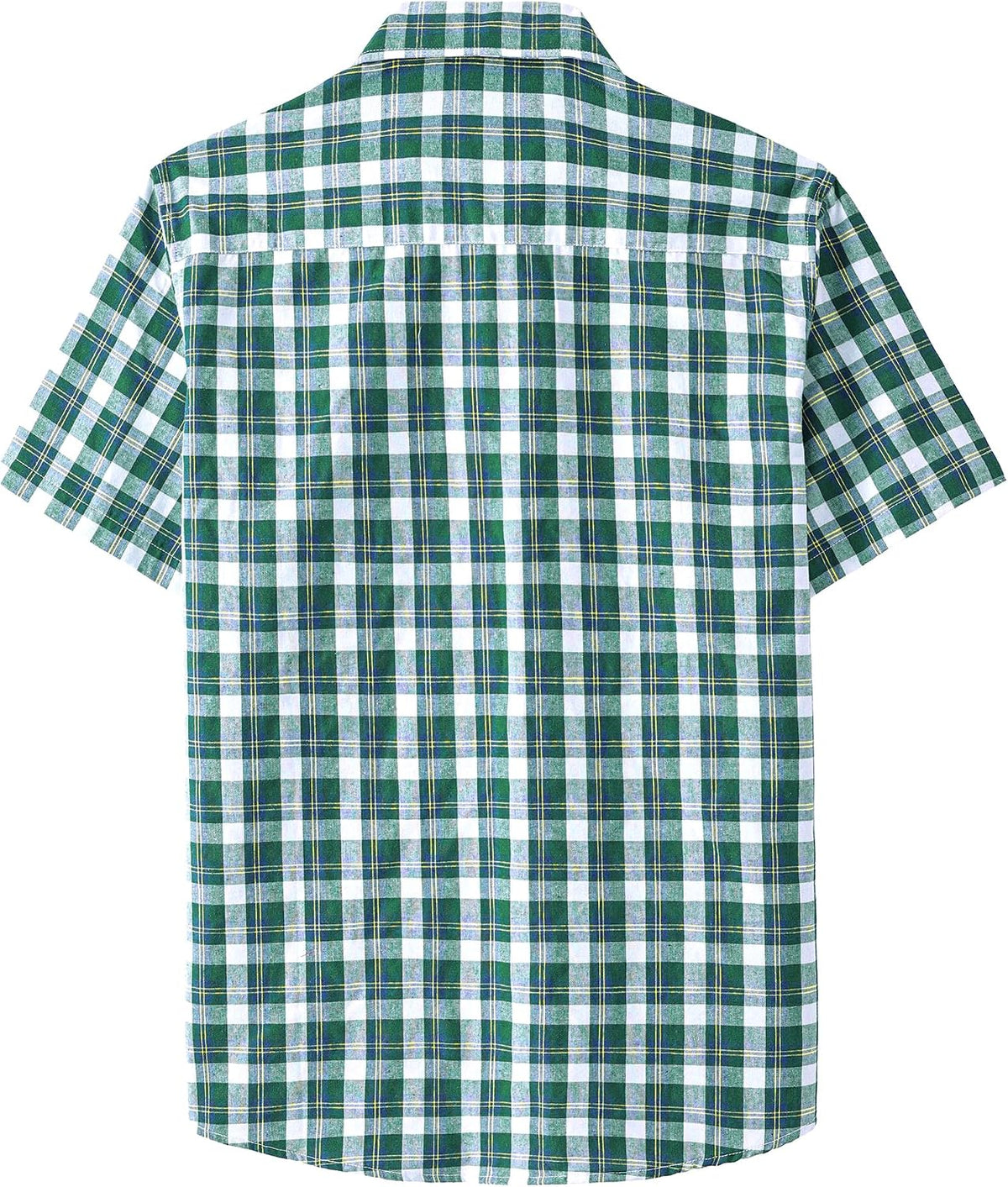 JOGAL A567 Men's Western Plaid Short-Sleeve Shirt - Green White - back