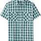 JOGAL A567 Men's Western Plaid Short-Sleeve Shirt - Green White - front