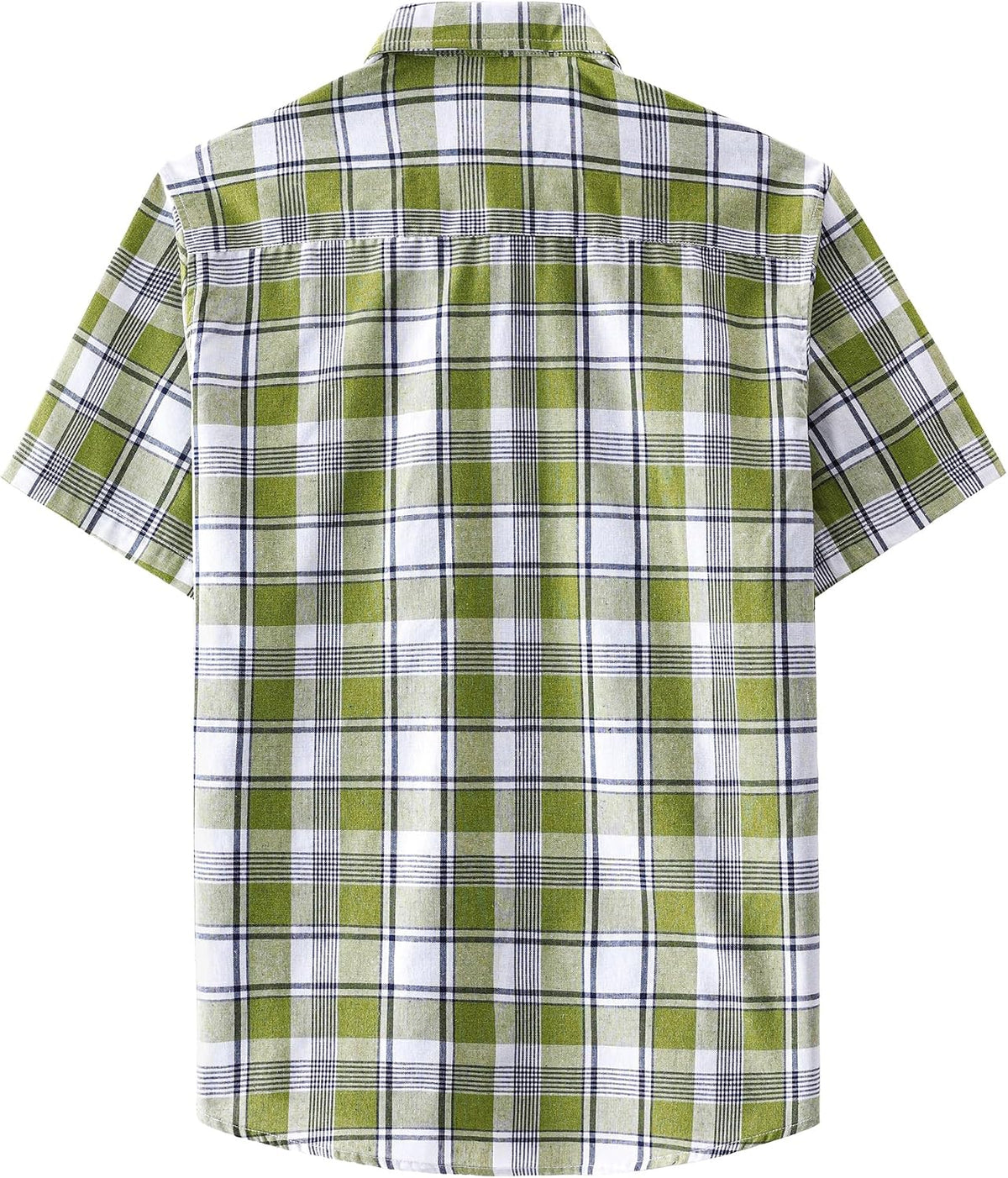 JOGAL A567 Men's Western Plaid Short-Sleeve Shirt - Matcha Green - back