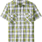 JOGAL A567 Men's Western Plaid Short-Sleeve Shirt - Matcha Green - front