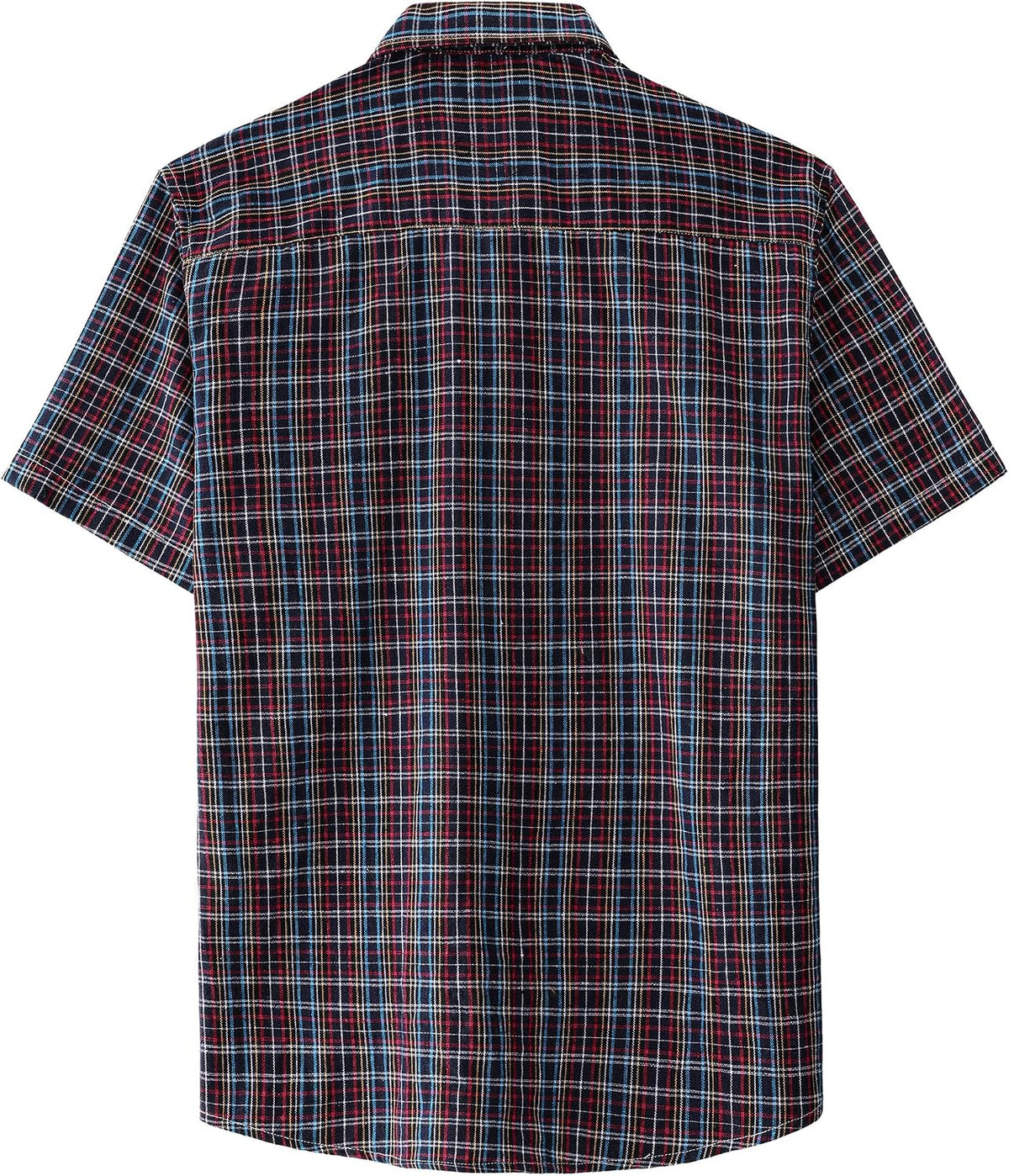 JOGAL A567 Men's Western Plaid Short-Sleeve Shirt - Multicolor - back