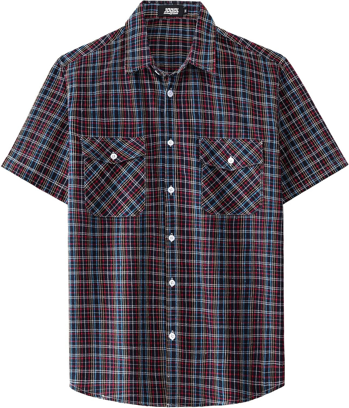 JOGAL A567 Men's Western Plaid Short-Sleeve Shirt - Multicolor - front