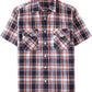 JOGAL A567 Men's Western Plaid Short-Sleeve Shirt - Navy Orange - front