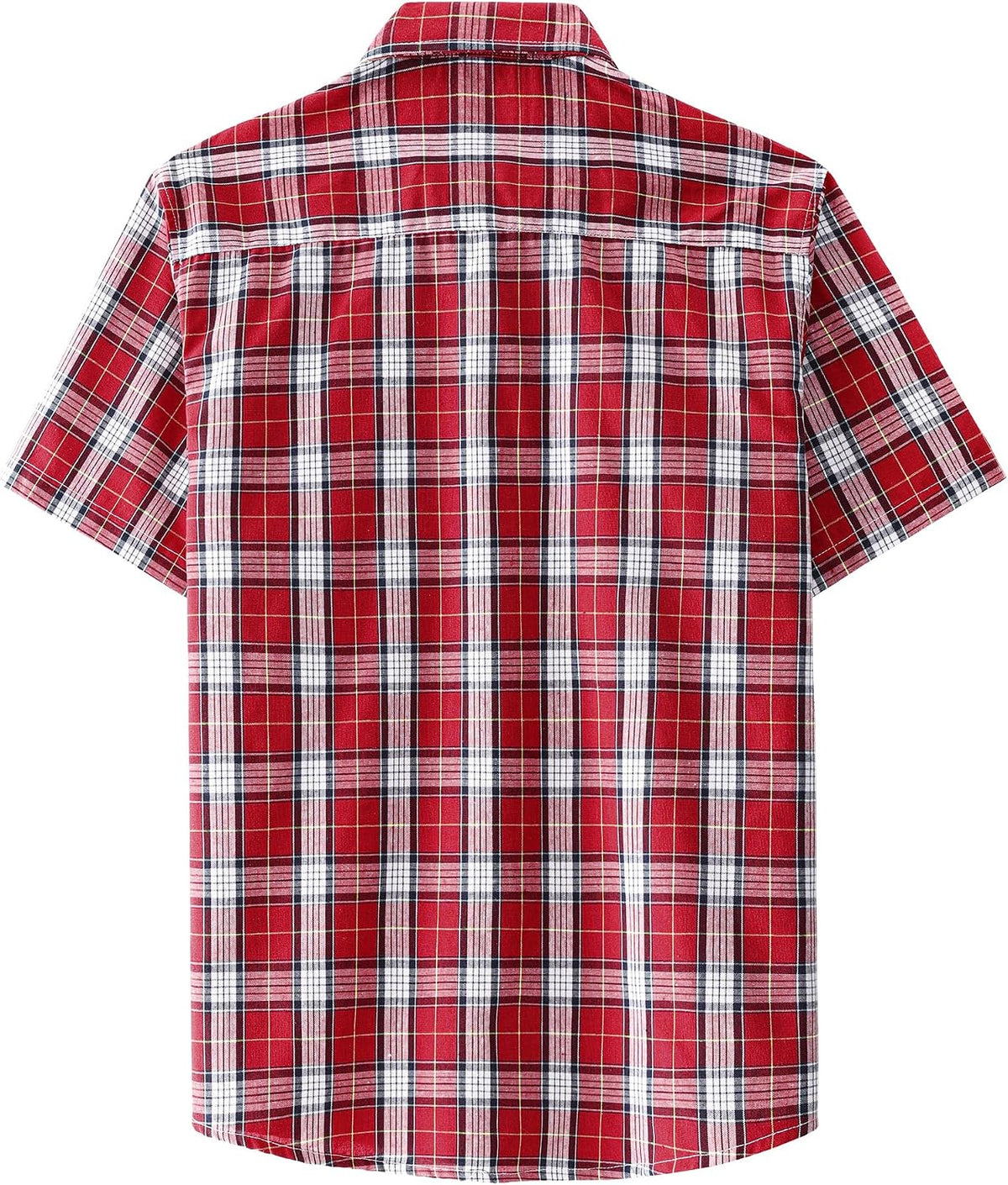 JOGAL A567 Men's Western Plaid Short-Sleeve Shirt - Red - back