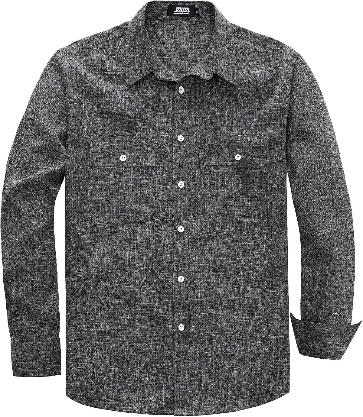 JOGAL A569 men's long sleeve button down work shirt in Black front view