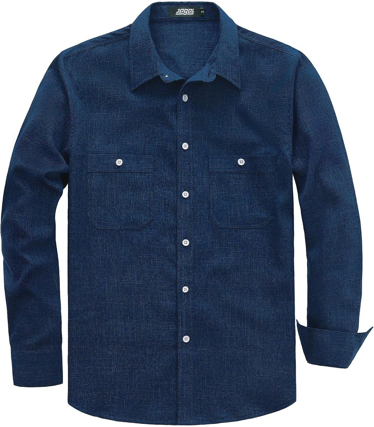 JOGAL A569 men's long sleeve button down work shirt in Deepblue front view