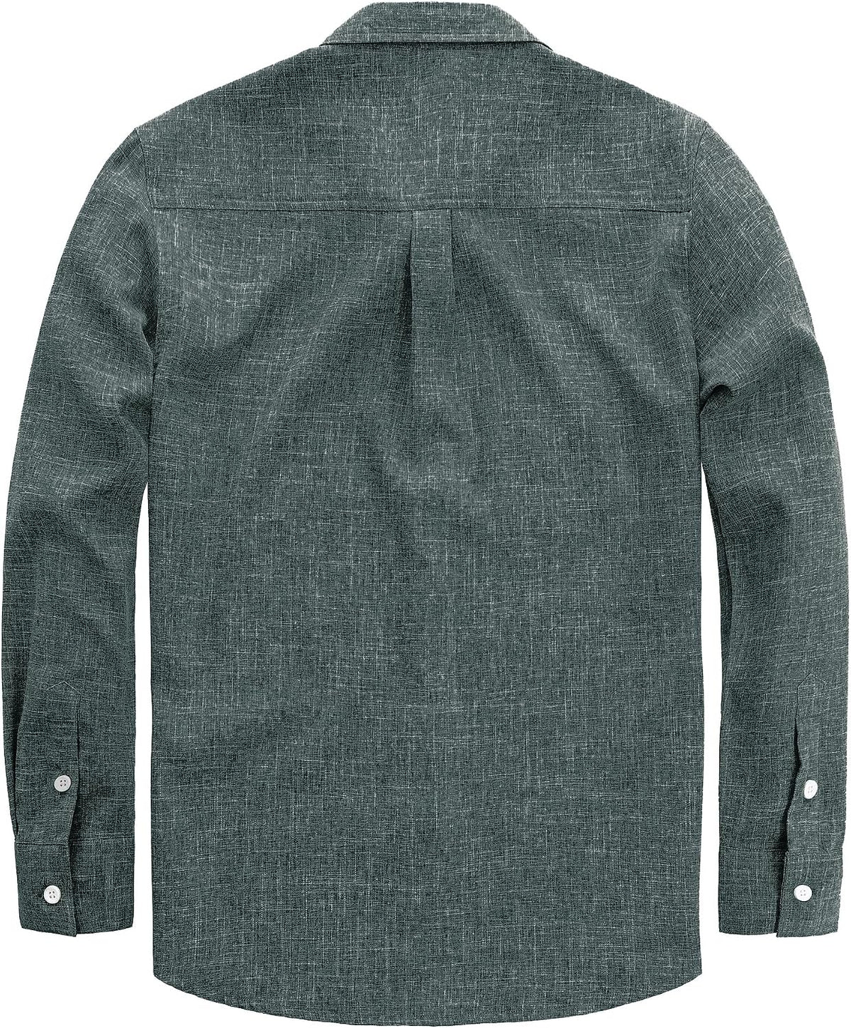 JOGAL A569 men's long sleeve button down work shirt in Deepgreen back view
