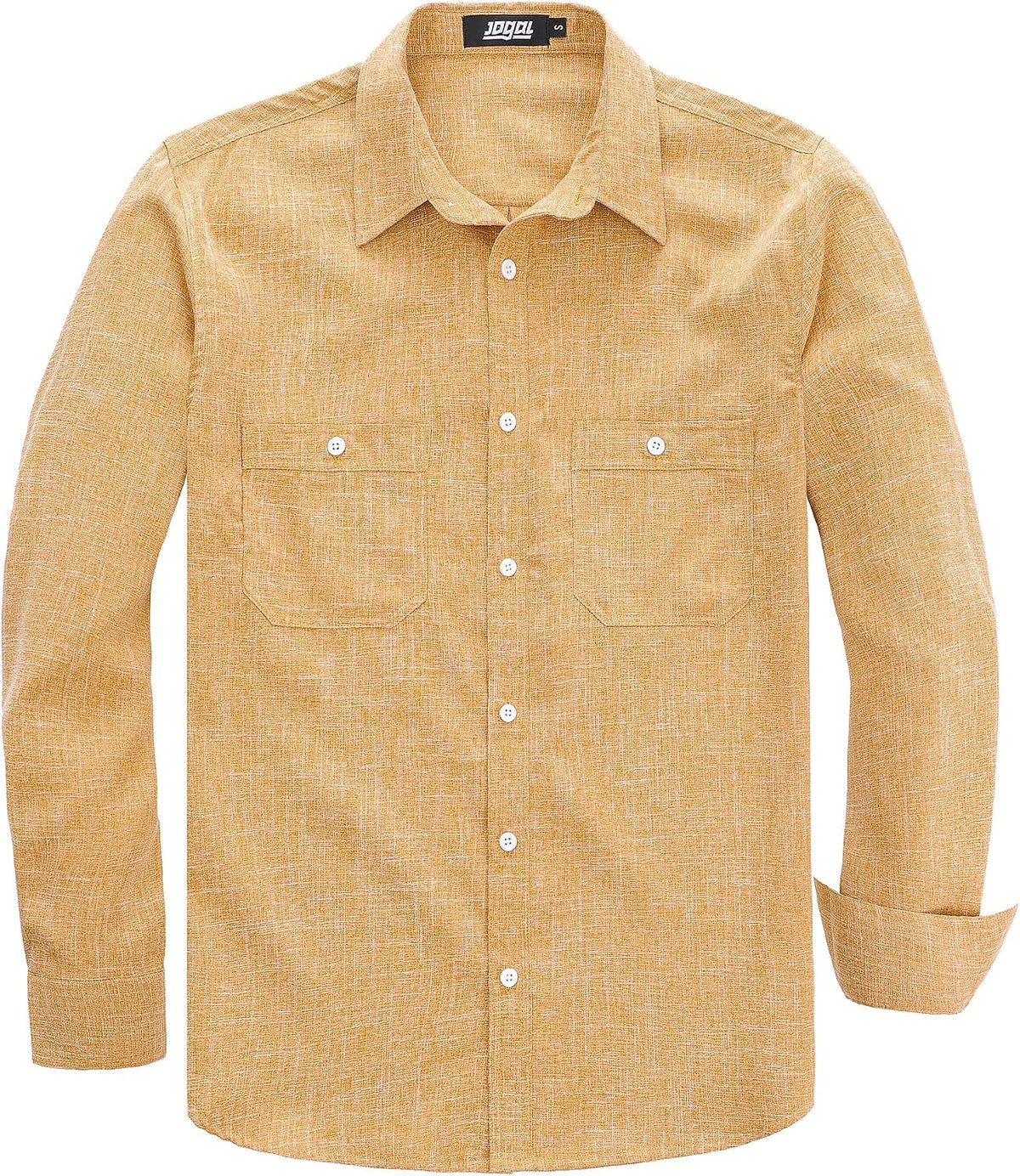 JOGAL A569 men's long sleeve button down work shirt in Ginger front view