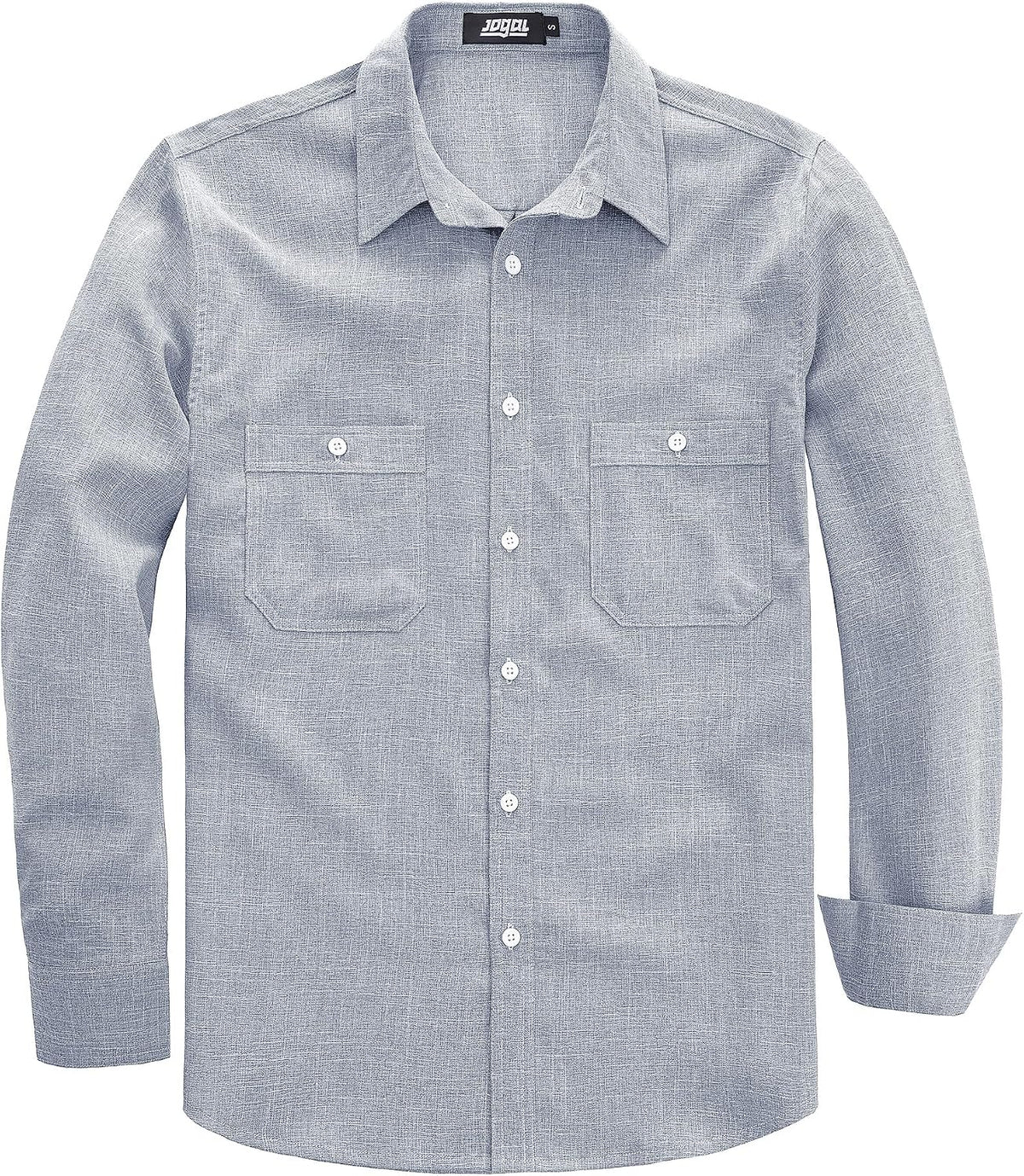 JOGAL A569 men's long sleeve button down work shirt in Grey front view